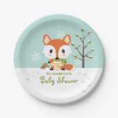 Assiettes En Carton Fox d'hiver dans le baby shower de (Devant)