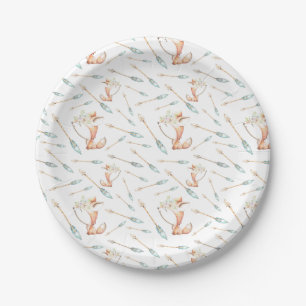 Assiettes En Carton Fox mignon de région boisée de bébé et flèche