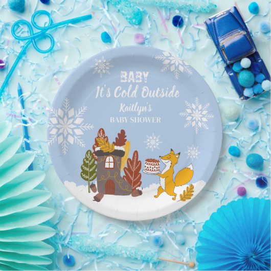 Assiettes En Carton Fox Winter Baby shower Il fait froid dehors (Fête)