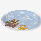 Assiettes En Carton Fox Winter Baby shower Il fait froid dehors (Angle)