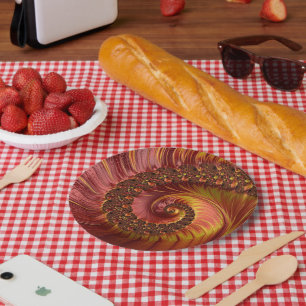 Assiettes En Carton Fractale Abstraite de la spirale