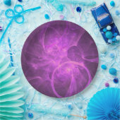 Assiettes En Carton fractale Abstraite rose et violet avec cercles (Fête)