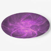 Assiettes En Carton fractale Abstraite rose et violet avec cercles (Angle)