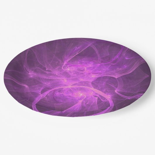 Assiettes En Carton fractale Abstraite rose et violet avec cercles (Angle)