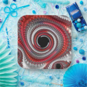 Assiettes En Carton Fractale Abstraite, rouge et noire (Fête)