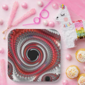 Assiettes En Carton Fractale Abstraite, rouge et noire (Fête)