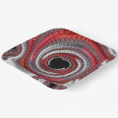 Assiettes En Carton Fractale Abstraite, rouge et noire (Angulaire)