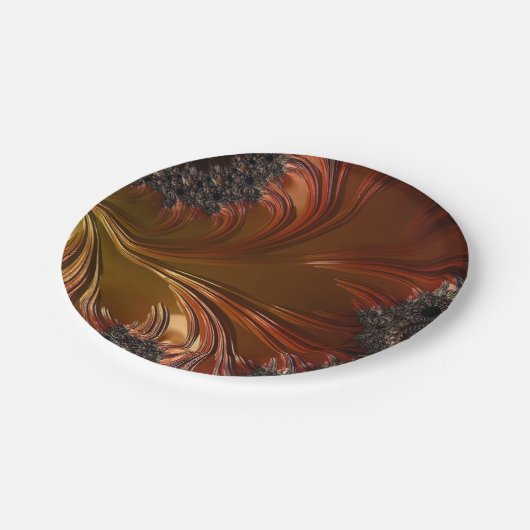 Assiettes En Carton Fractale, plumes, plaque en cuivre (Angle)