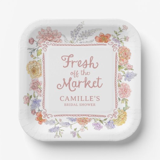 Assiettes En Carton Fraîchement de la Fête des mariées tirée à la main (Recto)