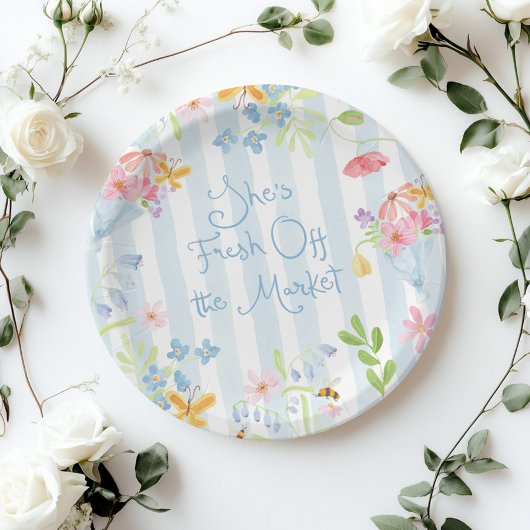 Assiettes En Carton Fraîchement du Fleur sauvage du marché Aquarelle