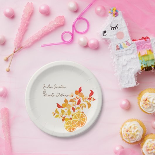 Assiettes En Carton Fraîcheur Citrus Foliage Mariage (Fête)