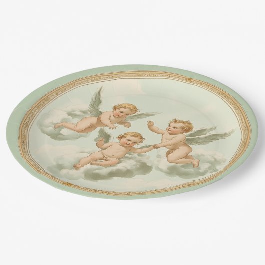 Assiettes En Carton Fraîcheur Rococo Cherub Cloud Party Plaque (Angle)