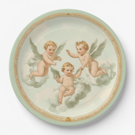 Assiettes En Carton Fraîcheur Rococo Cherub Cloud Party Plaque (Devant)