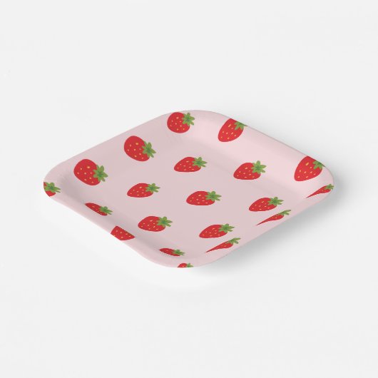 Assiettes En Carton Fraise (Angulaire)
