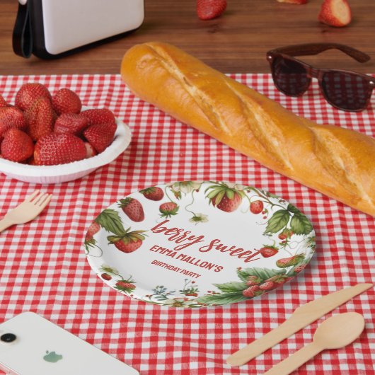 Assiettes En Carton fraise 1er anniversaire Berry 1er (Pique-nique)