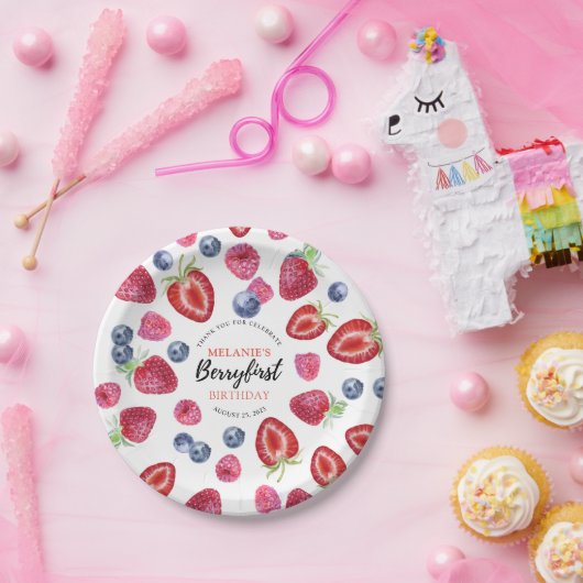 Assiettes En Carton Fraise 1er anniversaire | Berry First (Fête)