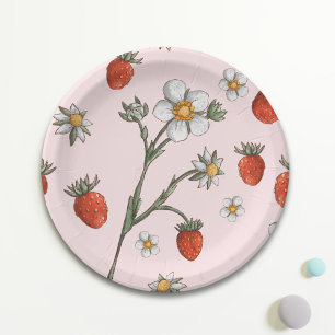 Assiettes En Carton Fraise 1er anniversaire Berry florale 1er