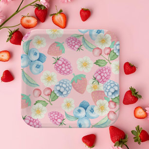 Assiettes En Carton Fraise 1er anniversaire Berry Sweet Pla Papier Ros