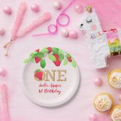 Assiettes En Carton Fraise 1er Anniversaire Fille Rouge Rustique Papie (Fête)