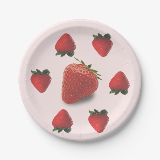 Assiettes En Carton Fraise Anniversaire Fête d'été (Devant)