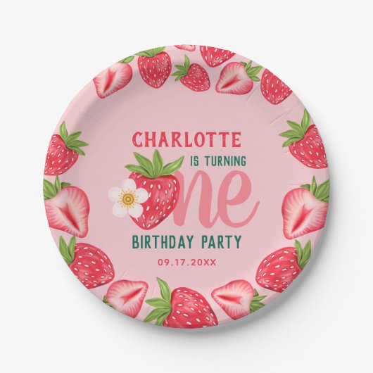 Assiettes En Carton Fraise Baby Turning Une fête d'anniversaire (Devant)