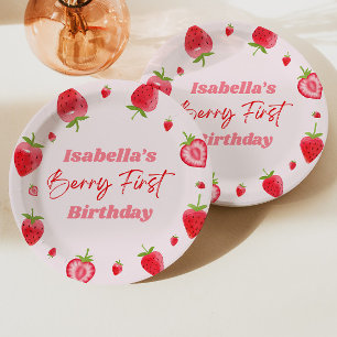Assiettes En Carton Fraise Berry 1ère fête d'anniversaire