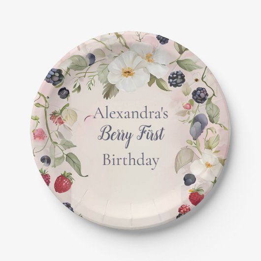 Assiettes En Carton Fraise Berry 1ère fête d'anniversaire (Devant)