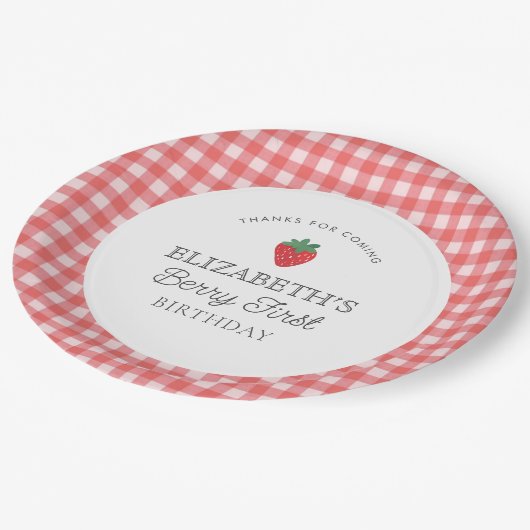 Assiettes En Carton Fraise Berry Premier pique-nique Anniversaire (Angle)