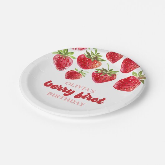 Assiettes En Carton Fraise Berry Premier Plaques de papier d'anniversa (Angle)
