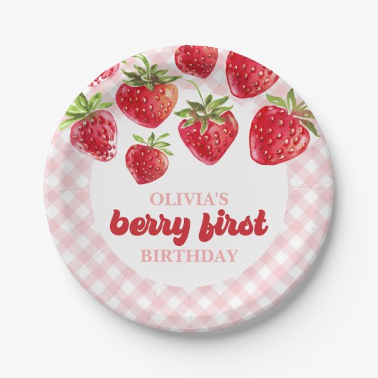 Assiettes En Carton Fraise Berry Premier Plaques de papier d'anniversa (Devant)