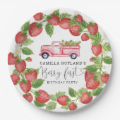Assiettes En Carton Fraise Berry Première Fille 1er fête d'anniversair (Devant)