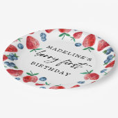 Assiettes En Carton Fraise Bleu Berry Première Fille 1er anniversaire (Angle)