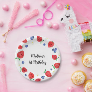 Assiettes En Carton Fraise bleuet Berry Sweet Anniversaire