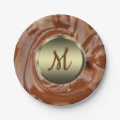 Assiettes En Carton Fraisé chocolat cacao tourbillon dessert brun (Devant)