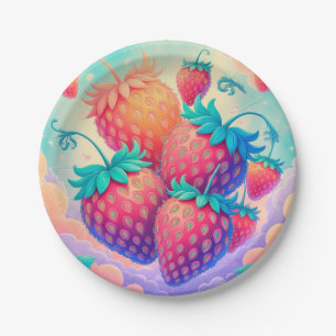 Assiettes En Carton Fraise colorée