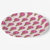Assiettes En Carton Fraise Crème de glace rose Scoop Waffle Cone Footy (Angle)