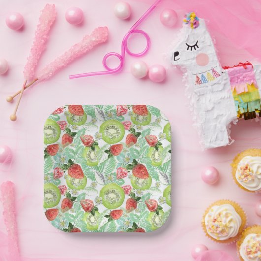 Assiettes En Carton Fraise et kiwi. (Fête)
