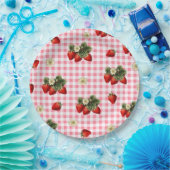 Assiettes En Carton Fraise et rouge en vichy plaques en papier mignonn (Fête)