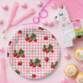 Assiettes En Carton Fraise et rouge en vichy plaques en papier mignonn (Fête)