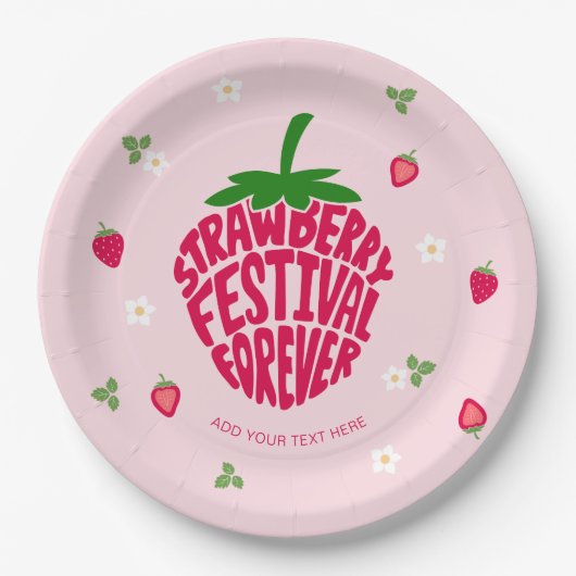 Assiettes En Carton Fraise Festival Forever Cute Personnalisable (Devant)