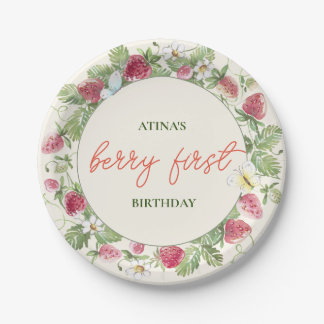 Assiettes En Carton Fraise Floral Fille Berry Premier anniversaire