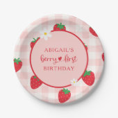 Assiettes En Carton Fraise rose Berry Sweet Plaque de papier d'anniver (Devant)