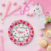 Assiettes En Carton Fraise rose Premier anniversaire (Fête)