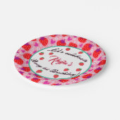 Assiettes En Carton Fraise rose Premier anniversaire (Angle)