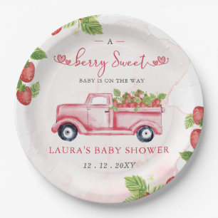 Assiettes En Carton Fraise rose Rouge Berry Baby shower sucré