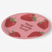 Assiettes En Carton Fraise rouge et rose (Angle)