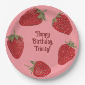 Assiettes En Carton Fraise rouge et rose (Devant)