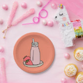 Assiettes En Carton Fraise sucrée milkshake rose mignon (Fête)