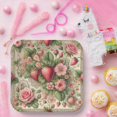 Assiettes En Carton Fraise vintage 1ère fête d'anniversaire (Fête)