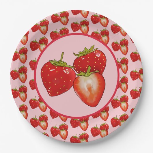 Assiettes En Carton fraises (Devant)